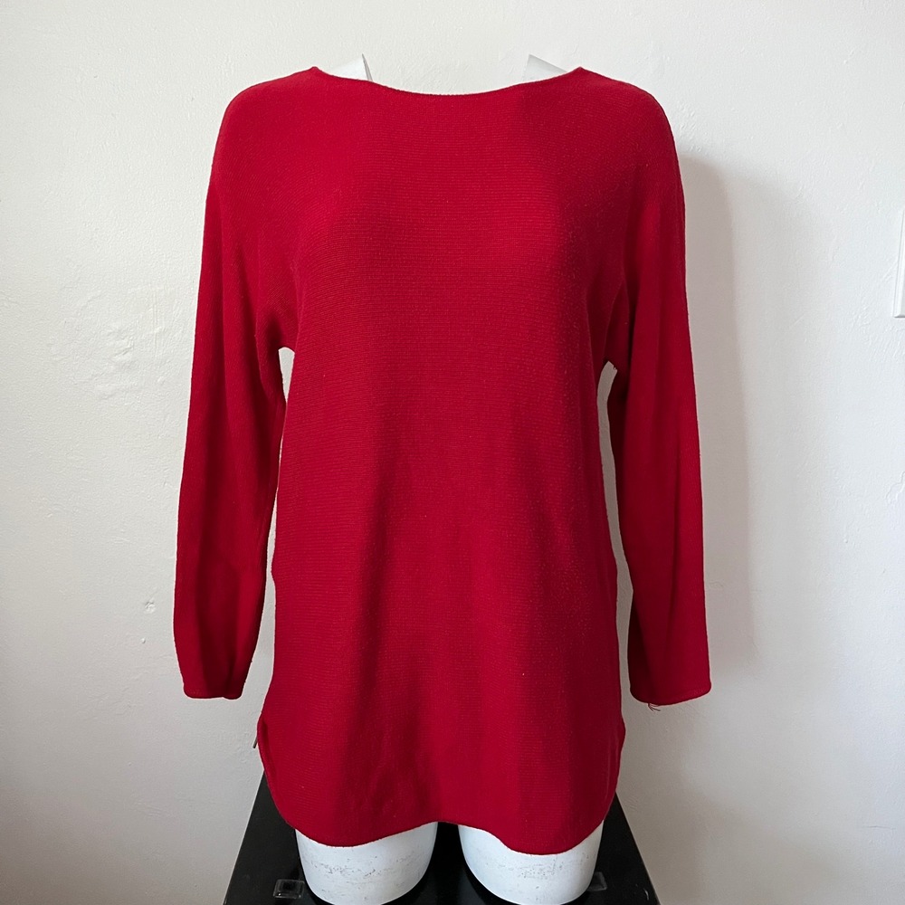 Michael Kors Red Long Sleeve Side Zip Tunic Knit Sweater Womens Size M